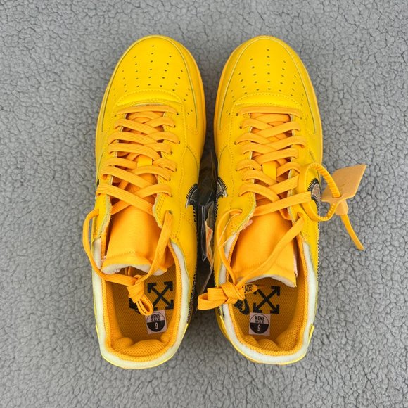 Nike Off White Air Force 1 Low Men 9 Shoes University Gold Lemonade ICA Yellow 1 - Picture 6 of 14
